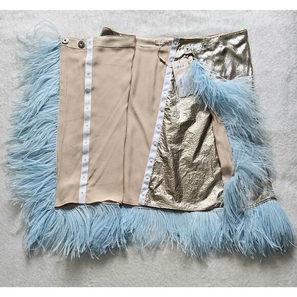 CHRISTOPHER KANE runway feather-paneled chainmail skirt nwt $3,227 it-46 / us-8 - Picture 11 of 14